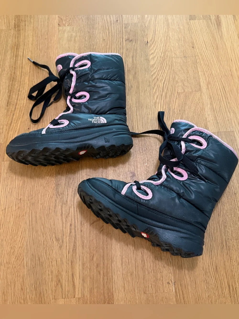 The North Face Kids 3 Black Quilted Lace Up Winter Boots